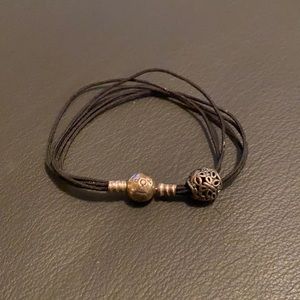Pandora Multi String Bracelet with Charm - Black